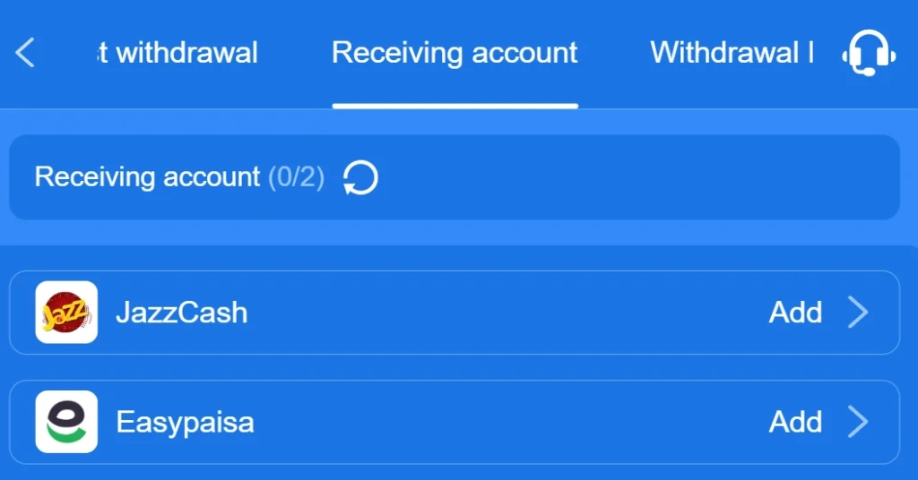 Lucky 44 Game Withdraw Receiving Account